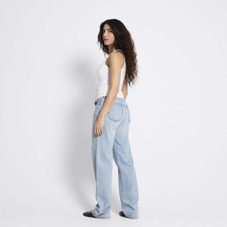 Mid waist wide jeans "Looser" Washed out indigo